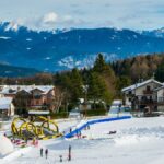 Beginners run for children and parents in ski resort
