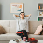 pleased-with-closed-eyes-with-hands-head-young-girl-wearing-headphones-sitting-sofa-coffee-table-living-room