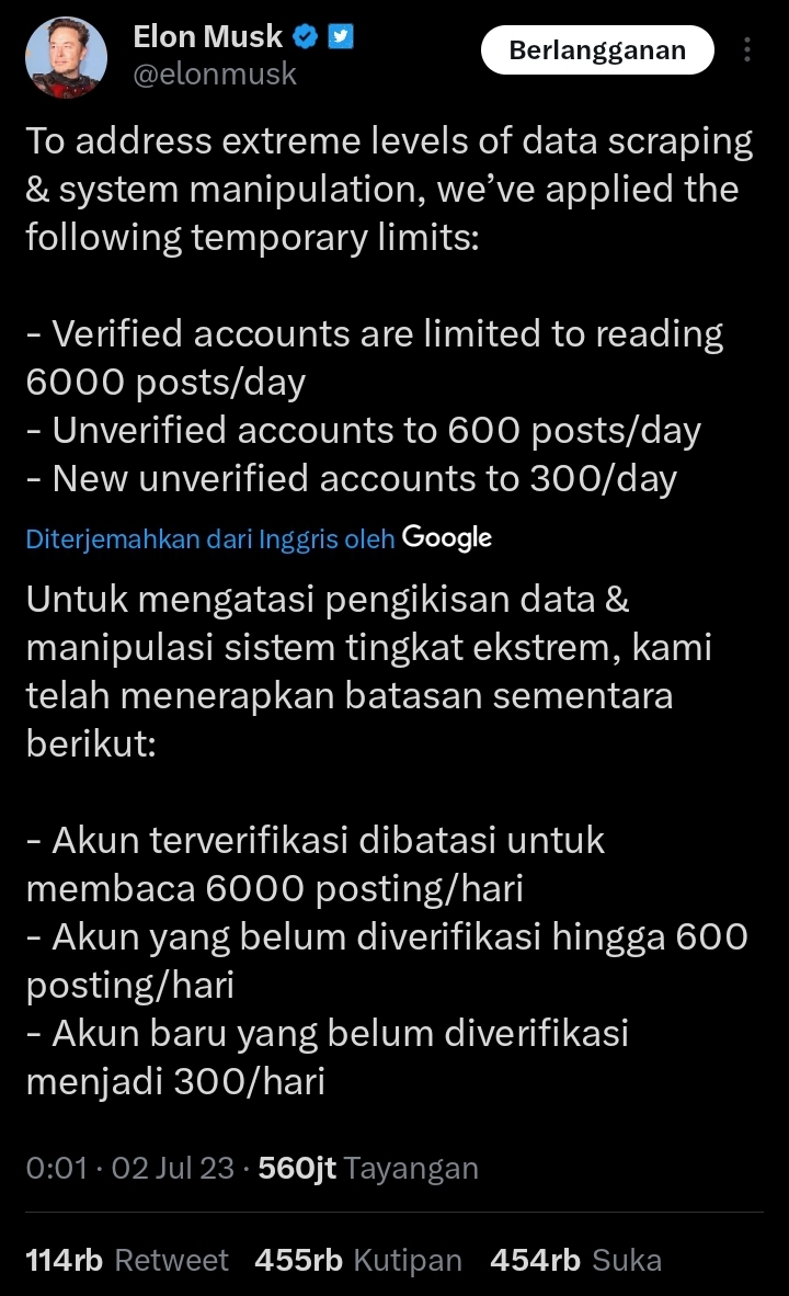Ada apa dengan twitter Batas limit twitter