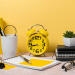 workspace-arrangement-with-clock