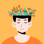 Vector boy with yellow shirt doing self awareness