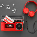 top-view-beautiful-music-concept
