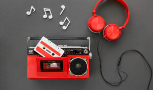 top-view-beautiful-music-concept